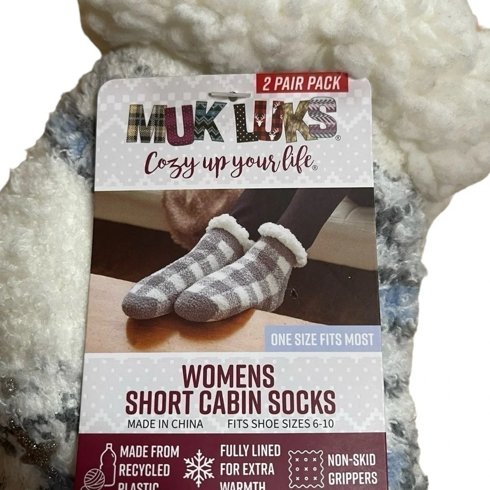 Muk Luks Women’s Short Cabin Sox - Two Pairs - One Size Fits Most 6-10